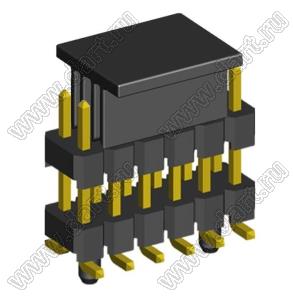 2213SMDI-12G-CG вилка открытая прямая двухрядная с двойным изолятором на плату для поверхностного (SMD) монтажа с захватом; шаг 2,54 x 2,54 мм; (2x6) конт.