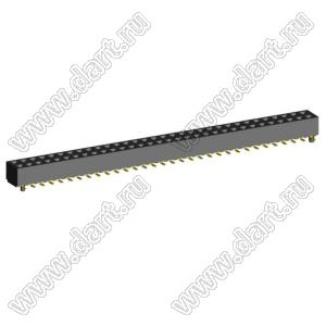 2214SM-64G-62-PG розетка двухрядная прямая с направляющими на плату для поверхностного (SMD) монтажа; 64-конт.; P=2,54мм