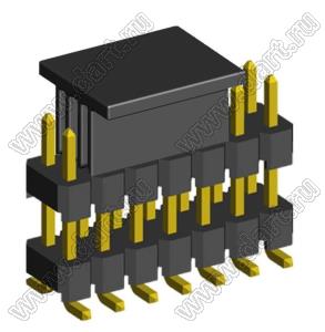 2213SMDI-14G-CP вилка открытая прямая двухрядная с двойным изолятором на плату для поверхностного (SMD) монтажа с захватом; шаг 2,54 x 2,54 мм; (2x7) конт.