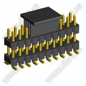 2213SMDI-20G-CP вилка открытая прямая двухрядная с двойным изолятором на плату для поверхностного (SMD) монтажа с захватом; шаг 2,54 x 2,54 мм; (2x10) конт.