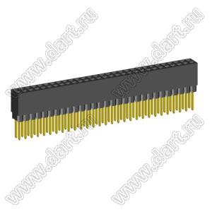 2214113-58G-1B розетка двухрядная с увеличенным изолятором на плату для монтажа в отверстия; шаг 2,54x2,54мм; C=7,35мм; D=11,50мм; 58-конт.