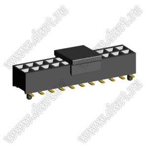 2207SM-22G-24-PCG розетка прямая двухрядная с направляющими на плату для поверхностного (SMD) монтажа с захватом; шаг 2,00 x 2,00 мм; (2x11) конт.