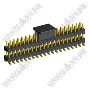 2213SMDI-40G-CP вилка открытая прямая двухрядная с двойным изолятором на плату для поверхностного (SMD) монтажа с захватом; шаг 2,54 x 2,54 мм; (2x20) конт.