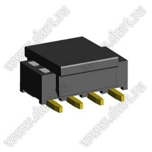 2207SM-08G-24-PCP розетка прямая двухрядная на плату для поверхностного (SMD) монтажа с захватом; шаг 2,00 x 2,00 мм; (2x4) конт.