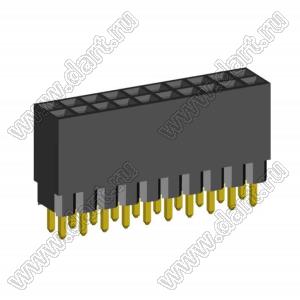 2214113-20G-1A розетка двухрядная с увеличенным изолятором на плату для монтажа в отверстия; шаг 2,54x2,54мм; C=2,30мм; D=11,50мм; 20-конт.