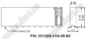 2212SM-10G-85-B1 розетка прямая однорядная (гнездо) на плату для поверхностного (SMD) монтажа; P=2,54мм; 10-конт.