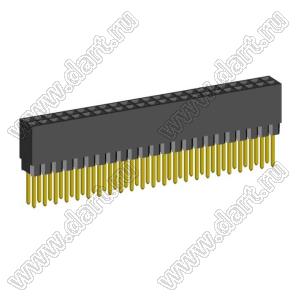 2214113-46G-1B розетка двухрядная с увеличенным изолятором на плату для монтажа в отверстия; шаг 2,54x2,54мм; C=7,35мм; D=11,50мм; 46-конт.