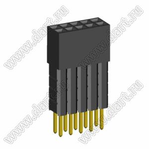 2214113-10G-4C розетка двухрядная с увеличенным изолятором на плату для монтажа в отверстия; шаг 2,54x2,54мм; C=4,60мм; D=18,67мм; 10-конт.