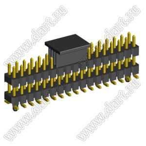 2213SMDI-34G-CG вилка открытая прямая двухрядная с двойным изолятором на плату для поверхностного (SMD) монтажа с захватом; шаг 2,54 x 2,54 мм; (2x17) конт.