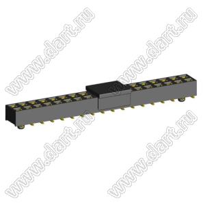 2214SM-36G-37D-PCG розетка двухрядная прямая с направляющими на плату для поверхностного (SMD) монтажа с захватом; P=2,54мм