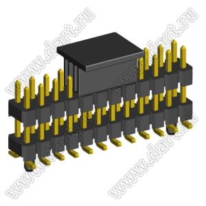 2213SMDI-24G-CG вилка открытая прямая двухрядная с двойным изолятором на плату для поверхностного (SMD) монтажа с захватом; шаг 2,54 x 2,54 мм; (2x12) конт.