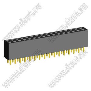 2214S-32G-85-SJ розетка двухрядная с трехсторонними контактами прямая на плату для монтажа в отверстия, высота изолятора 8,5 мм; 32-конт.; P=2,54мм