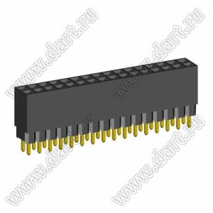 2214113-32G-1A розетка двухрядная с увеличенным изолятором на плату для монтажа в отверстия; шаг 2,54x2,54мм; C=2,30мм; D=11,50мм; 32-конт.