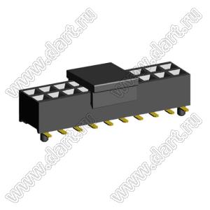 2207SM-20G-24-PCG розетка прямая двухрядная с направляющими на плату для поверхностного (SMD) монтажа с захватом; шаг 2,00 x 2,00 мм; (2x10) конт.
