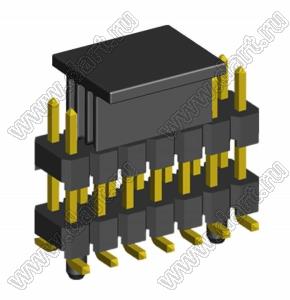 2213SMDI-14G-CG вилка открытая прямая двухрядная с двойным изолятором на плату для поверхностного (SMD) монтажа с захватом; шаг 2,54 x 2,54 мм; (2x7) конт.