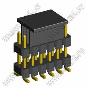 2213SMDI-12G-CP вилка открытая прямая двухрядная с двойным изолятором на плату для поверхностного (SMD) монтажа с захватом; шаг 2,54 x 2,54 мм; (2x6) конт.