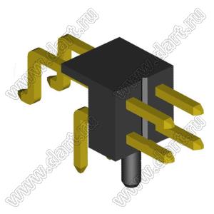 2208R-04G-A60632-PG вилка открытая угловая двухрядная с направляющими на плату для монтажа в отверстия и SMD; шаг 2,00 x 2,00 мм; (2x2) конт.