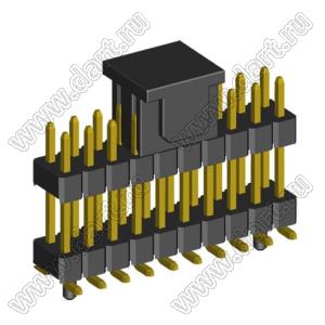 2208SMDI-20G-3090-CG вилка открытая прямая двухрядная приподнятая с направляющими на плату для поверхностного (SMD) монтажа с захватом; шаг 2,00 x 2,00 мм; (2x10) конт.