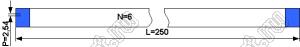BLFPC P2,54 6PIN 250mm шлейф плоский, шаг 2,54мм 6 жил длина 250мм, контакты на одной поверхности