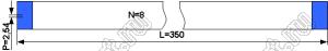 BLFPC P2,54 8PIN 350mm шлейф плоский, шаг 2,54мм 8 жил длина 350мм, контакты на одной поверхности