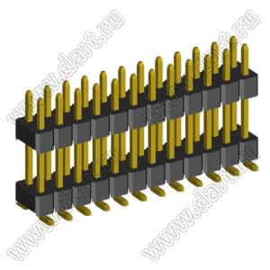 2199SBDI-24G-SM-3580 (PLLHD1.27-24S) вилка штыревая открытая прямая двухрядная с двойным изолятором на плату для поверхностного (SMD) монтажа, шаг 1,27x1,27 мм, 2x12 конт.