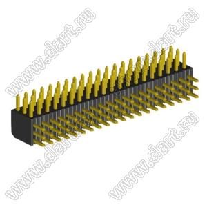 2203R-060G-2828 вилка открытая угловая трехрядная на плату с увеличенным изолятором для монтажа в отверстия; шаг 2,00 x 2,00 мм; (3x20) конт.
