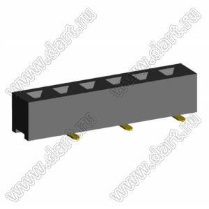 2209SM-06G-B1 розетка прямая однорядная на плату для поверхностного (SMD) монтажа; шаг 2,00 x 2,00 мм; (1x6) конт.
