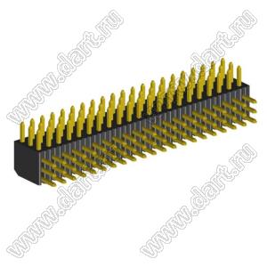 2203R-063G-2828 вилка открытая угловая трехрядная на плату с увеличенным изолятором для монтажа в отверстия; шаг 2,00 x 2,00 мм; (3x21) конт.