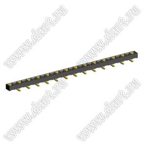 2200SA-27G-SM2-B1 розетка прямая однорядная (гнездо) для поверхностного (SMD) монтажа на плату; P=1,27мм; 27-конт.