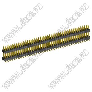 2199SBDI-78G-SM-3580 (PLLHD1.27-78S) вилка штыревая открытая прямая двухрядная с двойным изолятором на плату для поверхностного (SMD) монтажа, шаг 1,27x1,27 мм, 2x39 конт.