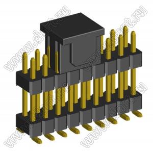 2208SMDI-18G-3090-CP вилка открытая прямая двухрядная приподнятая на плату для поверхностного (SMD) монтажа с захватом; шаг 2,00 x 2,00 мм; (2x9) конт.