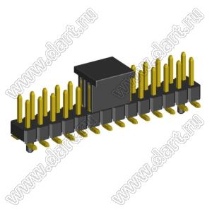 2208SM-28G-4027-CG вилка открытая прямая двухрядная с направляющими на плату для поверхностного (SMD) монтажа с захватом; шаг 2,00 x 2,00 мм; (2x14) конт.