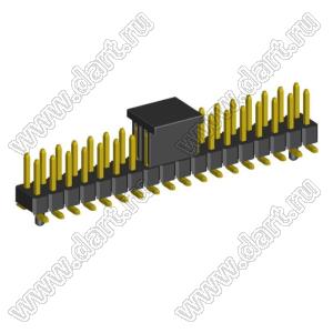 2208SM-36G-4027-CG вилка открытая прямая двухрядная с направляющими на плату для поверхностного (SMD) монтажа с захватом; шаг 2,00 x 2,00 мм; (2x18) конт.