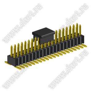 2199SB-040G-SM-3025-CP (PLLD1.27-40S) вилка штыревая открытая прямая двухрядная на плату для поверхностного (SMD) монтажа с захватом, шаг 1,27x1,27мм, 2x20конт.