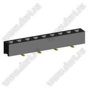 2209SM-09G-B1 розетка прямая однорядная на плату для поверхностного (SMD) монтажа; шаг 2,00 x 2,00 мм; (1x9) конт.
