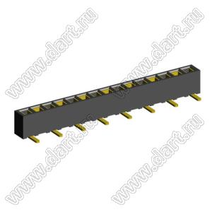 2200SA-15G-SM1-B2 розетка прямая однорядная (гнездо) для поверхностного (SMD) монтажа на плату; P=1,27мм; 15-конт.