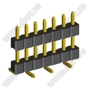 2210SMDI-07G-B2-2575 вилка открытая прямая однорядная приподнятая на плату для поверхностного (SMD) монтажа; шаг 2,00 x 2,00 мм; (1x7) конт.