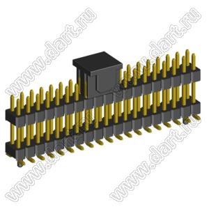 2208SMDI-38G-3090-CG вилка открытая прямая двухрядная приподнятая с направляющими на плату для поверхностного (SMD) монтажа с захватом; шаг 2,00 x 2,00 мм; (2x19) конт.