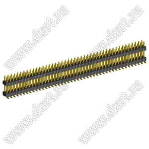 2199SBDI-88G-SM-3580 (PLLHD1.27-88S) вилка штыревая открытая прямая двухрядная с двойным изолятором на плату для поверхностного (SMD) монтажа, шаг 1,27x1,27 мм, 2x44 конт.