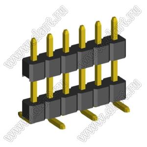 2210SMDI-06G-B2-2575 вилка открытая прямая однорядная приподнятая на плату для поверхностного (SMD) монтажа; шаг 2,00 x 2,00 мм; (1x6) конт.