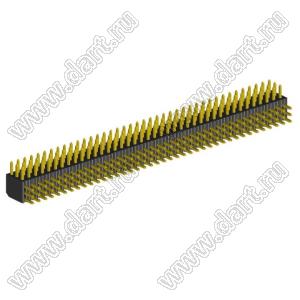 2203R-120G-2828 вилка открытая угловая трехрядная на плату с увеличенным изолятором для монтажа в отверстия; шаг 2,00 x 2,00 мм; (3x40) конт.