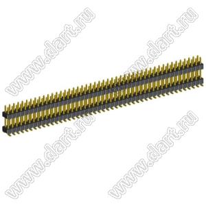 2199SBDI-92G-SM-3580 (PLLHD1.27-92S) вилка штыревая открытая прямая двухрядная с двойным изолятором на плату для поверхностного (SMD) монтажа, шаг 1,27x1,27 мм, 2x46 конт.