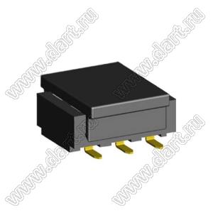 2200SB-06G-SM-23-PCP розетка прямая двухрядная (гнездо) на плату для поверхностного (SMD) монтажа с захватом, шаг 1,27x1,27мм, h=2,3мм; 2x3конт.