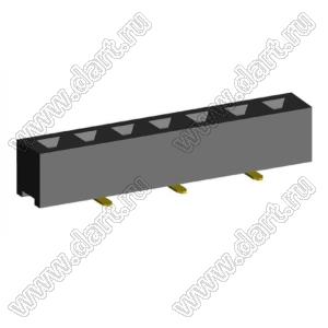 2209SM-07G-B1 розетка прямая однорядная на плату для поверхностного (SMD) монтажа; шаг 2,00 x 2,00 мм; (1x7) конт.