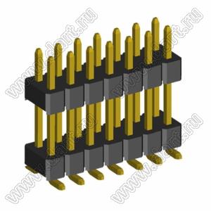 2199SBDI-14G-SM-3580 (PLLHD1.27-14S) вилка штыревая открытая прямая двухрядная с двойным изолятором на плату для поверхностного (SMD) монтажа, шаг 1,27x1,27 мм, 2x7 конт.