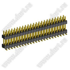 2199SBDI-46G-SM-3580 (PLLHD1.27-46S) вилка штыревая открытая прямая двухрядная с двойным изолятором на плату для поверхностного (SMD) монтажа, шаг 1,27x1,27 мм, 2x23 конт.