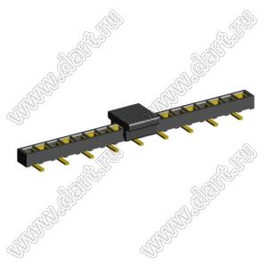 2200SA-18G-SM2-B2-PCP розетка прямая однорядная (гнездо) с захватом для поверхностного (SMD) монтажа на плату; P=1,27мм; 18-конт.