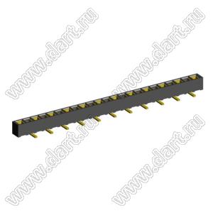 2200SA-23G-SM3-B1 розетка прямая однорядная (гнездо) для поверхностного (SMD) монтажа на плату; P=1,27мм; 23-конт.