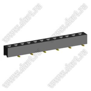 2209SM-12G-B1 розетка прямая однорядная на плату для поверхностного (SMD) монтажа; шаг 2,00 x 2,00 мм; (1x12) конт.