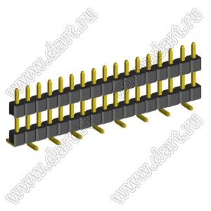 2210SMDI-17G-B2-2575 вилка открытая прямая однорядная приподнятая на плату для поверхностного (SMD) монтажа; шаг 2,00 x 2,00 мм; (1x17) конт.